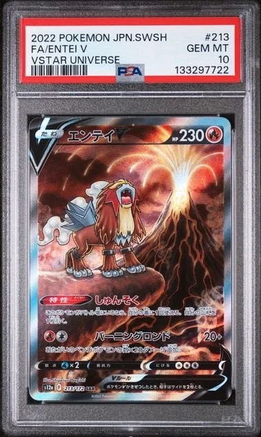 Graded 2022 Pokemon JP Sword & Shield Entei #213 VStar Universe Card PSA 10