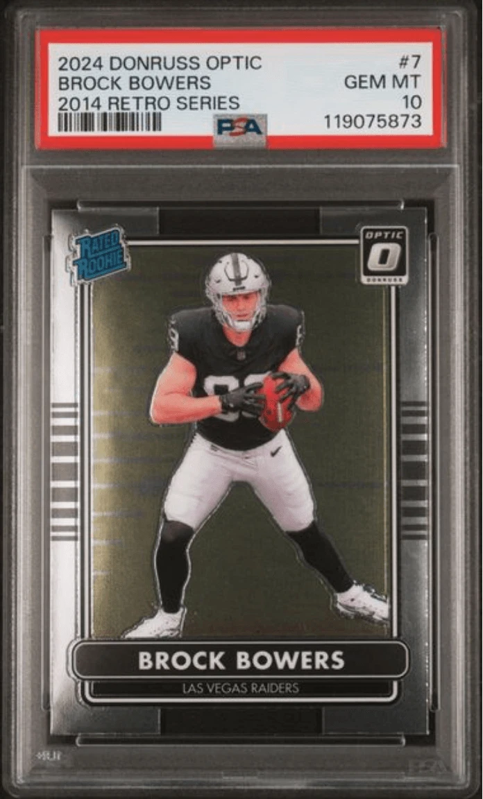 Graded 2024 Panini Donruss Optic Brock Bowers #7 2014 Retro RC Card PSA 10