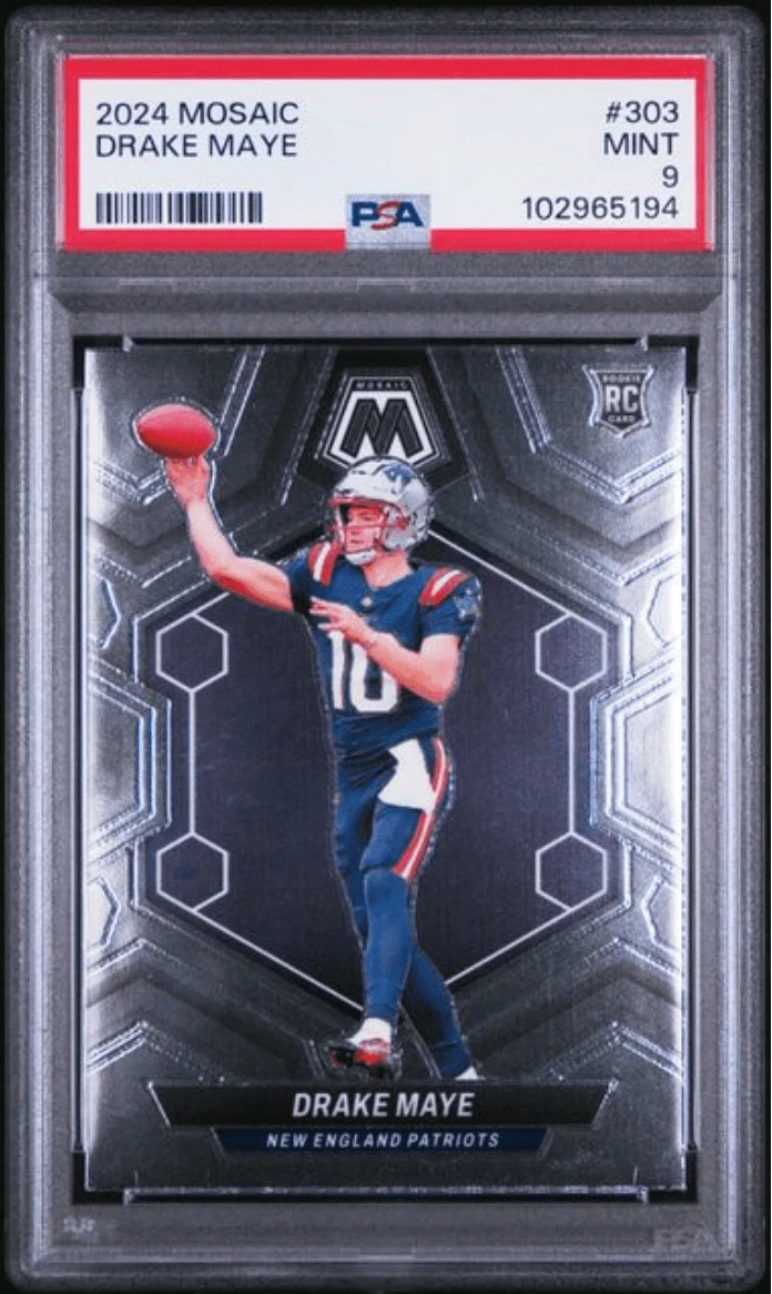 Graded 2024 Panini Mosaic Drake Maye #303 Rookie RC Card PSA 9 Mint