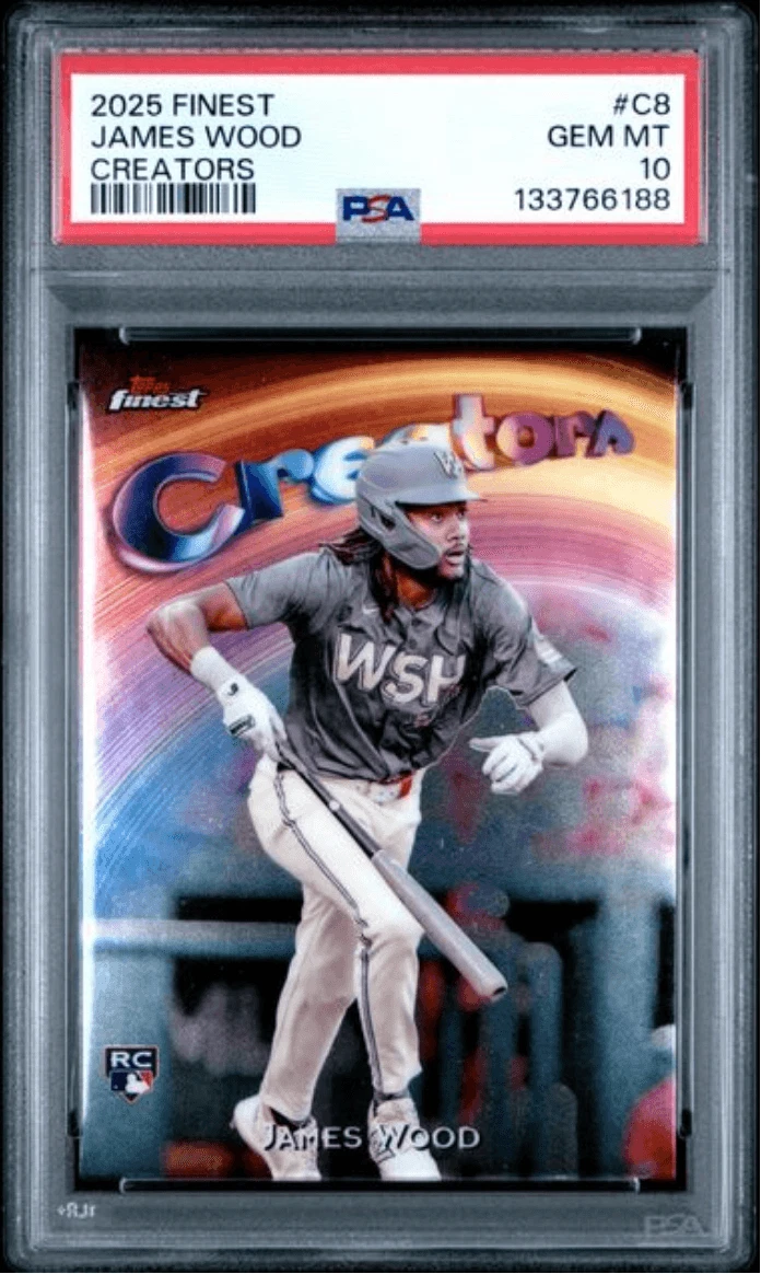 Graded 2025 Topps Finest James Wood #C8 Creators Rookie Card PSA 10