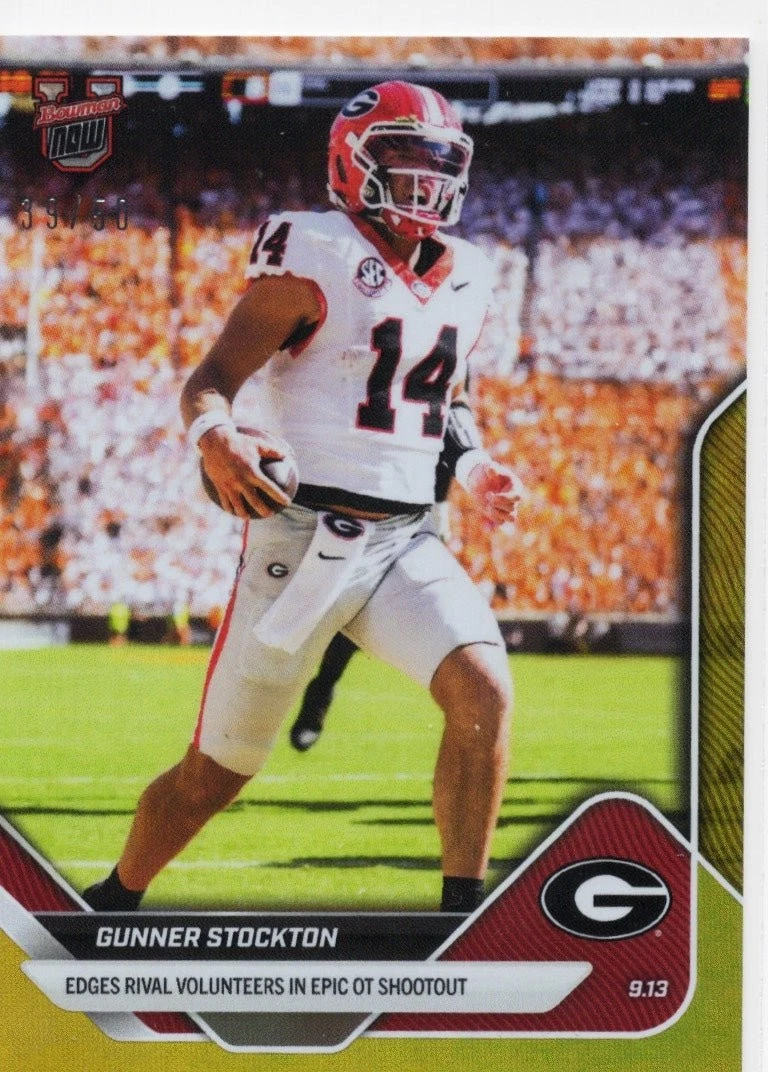 2025 Topps Bowman U Now Gunner Stockton #12 Gold Foil /50 Georgia RC Card