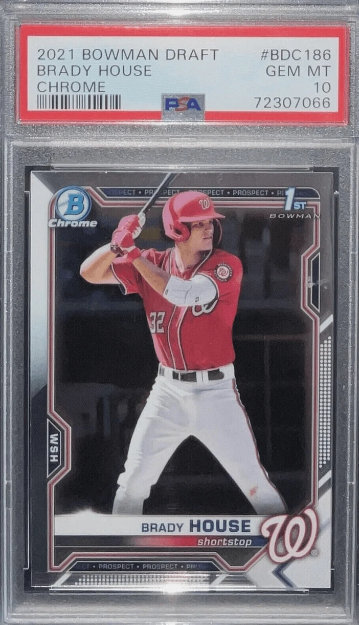 Graded 2021 Bowman Draft Brady House #BDC186 Chrome Rookie Card PSA 10