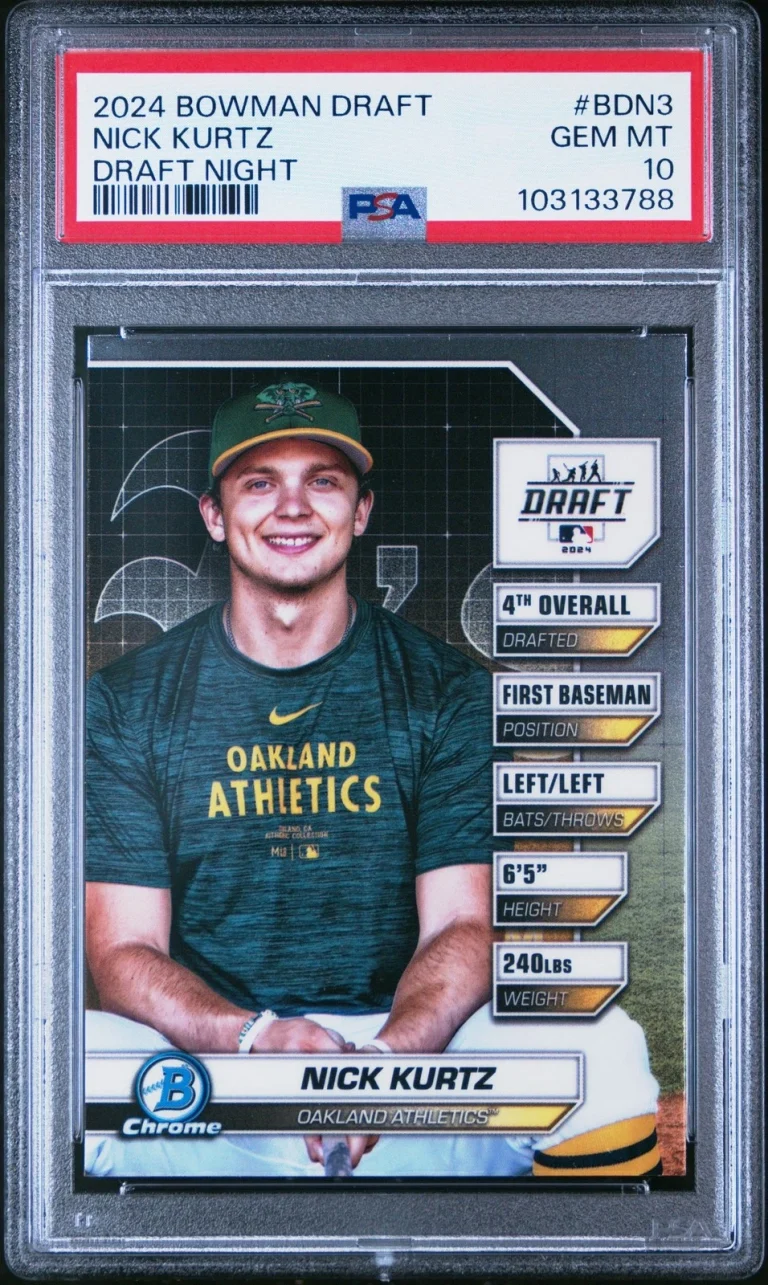 Graded 2024 Topps Bowman Draft Nick Kurtz #BDN3 Draft Night Card PSA 10