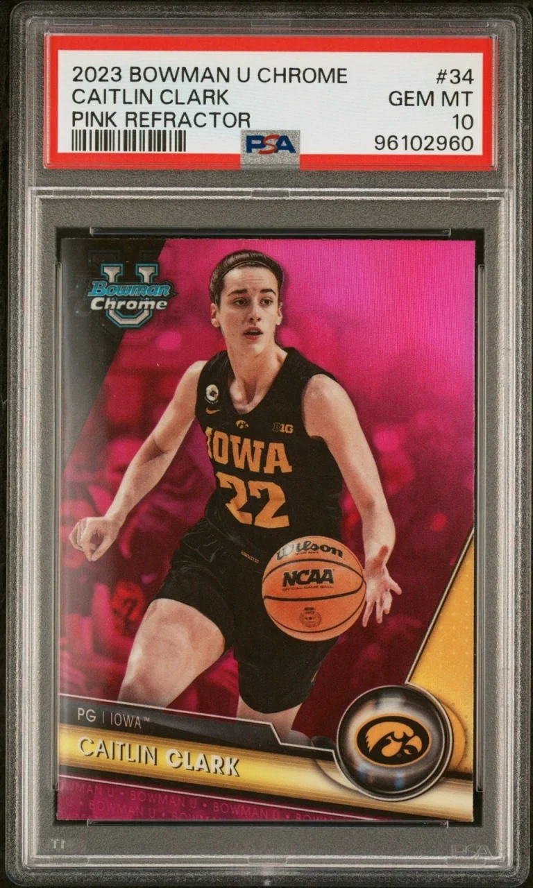 Graded 2023 Bowman U Chrome Caitlin Clark #34 Pink REF RC Card PSA 10