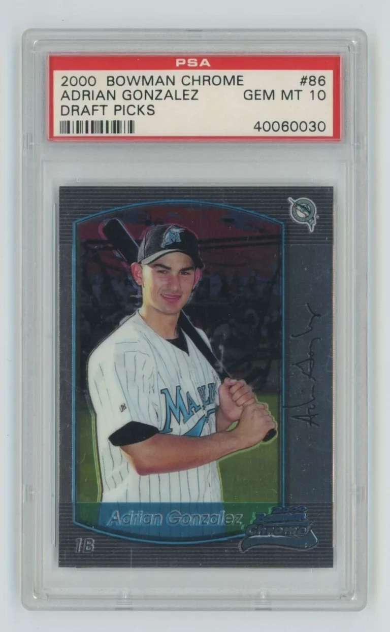Graded 2000 Bowman Chrome Adrian Gonzalez #86 Draft Picks Card PSA 10
