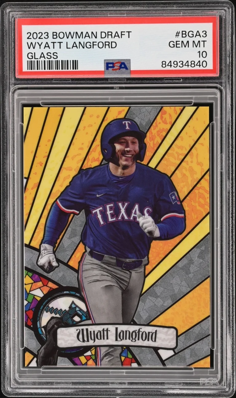 Graded 2023 Topps Bowman Draft Wyatt Langford #BGA3 Glass Card PSA 10