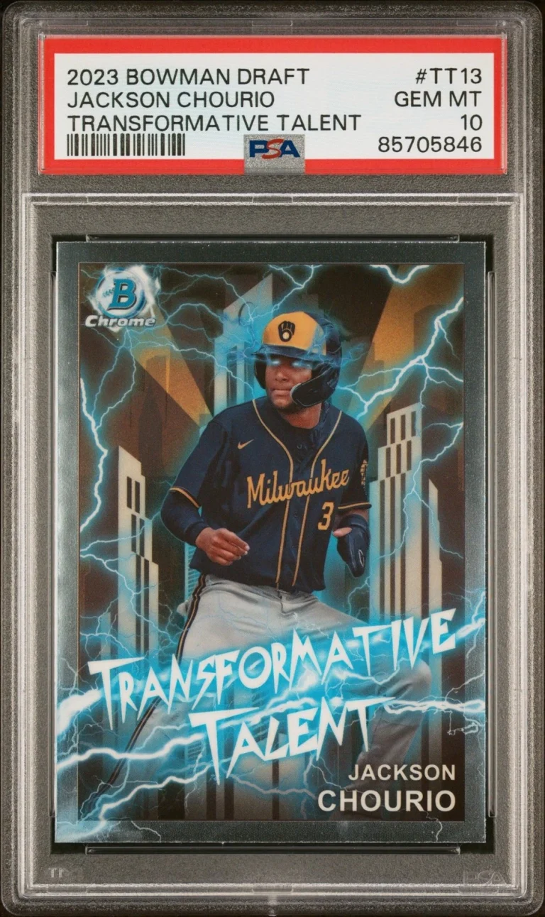 Graded 2023 BWM Draft Jackson Chourio #TT13 Trans Talent RC Card PSA 10