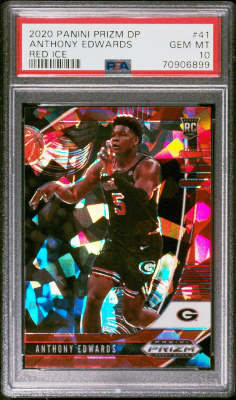 Graded 2020 Panini Prizm Anthony Edwards #41 Red Ice RC Card PSA 10