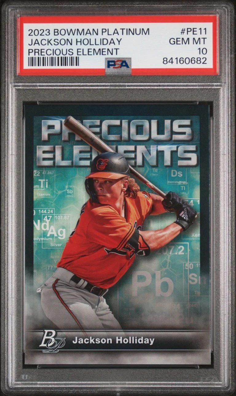Graded 2023 Bowman Plat Jackson Holliday #PE11 Prec Ele RC Card PSA 10