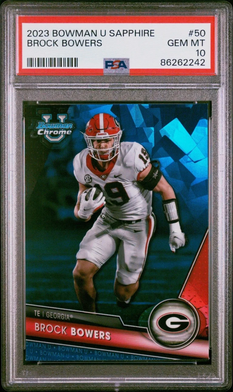Graded 2023 Bowman U Sapphire Brock Bowers #50 Rookie RC Card PSA 10