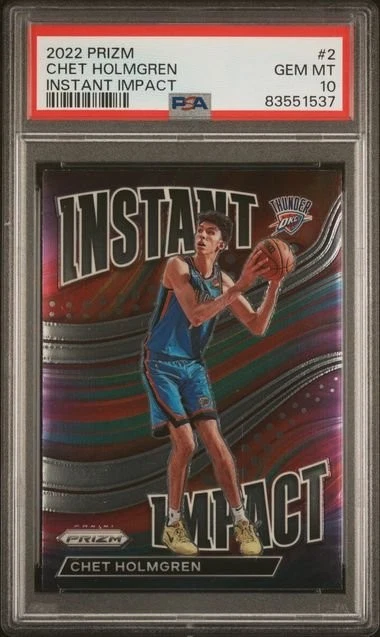 Graded 2022 Panini Prizm Chet Holmgren #2 Instant Impact Card PSA 10