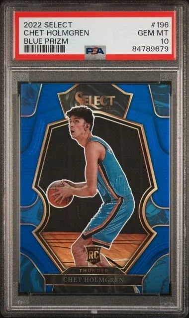 Graded 2022 Panini Select Chet Holmgren #196 Blue Prizm Card PSA 10