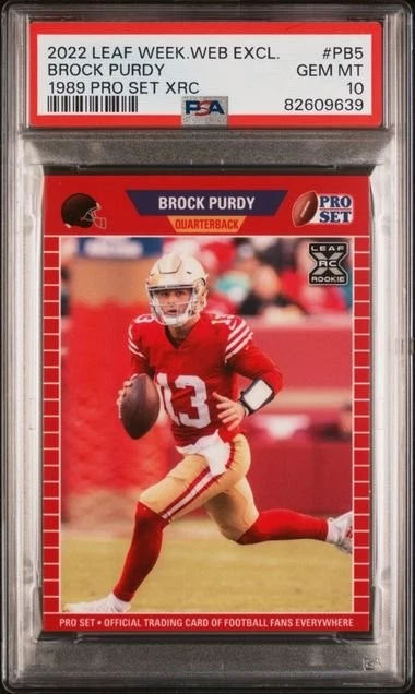 Graded 2022 Leaf Web Exc Brock Purdy #PB5 1989 Pro Set XRC Card PSA 10