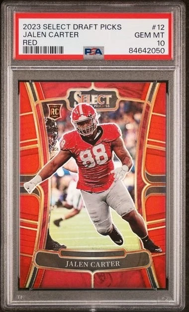 Graded 2023 Panini Select DP Jalen Carter #12 Red Rookie RC Card PSA 10