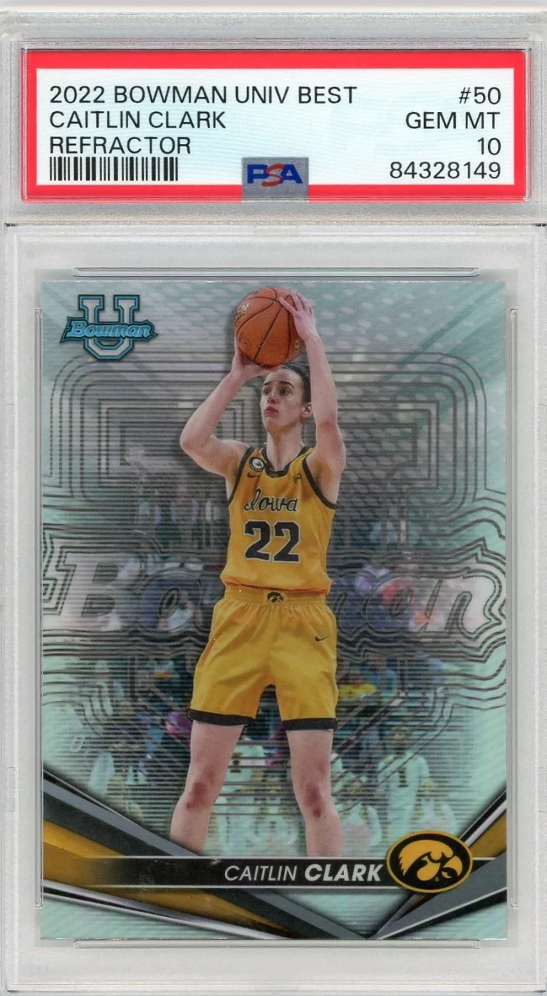 Graded 2022 Bowman U Best Caitlin Clark #50 Refractor RC Card PSA 10