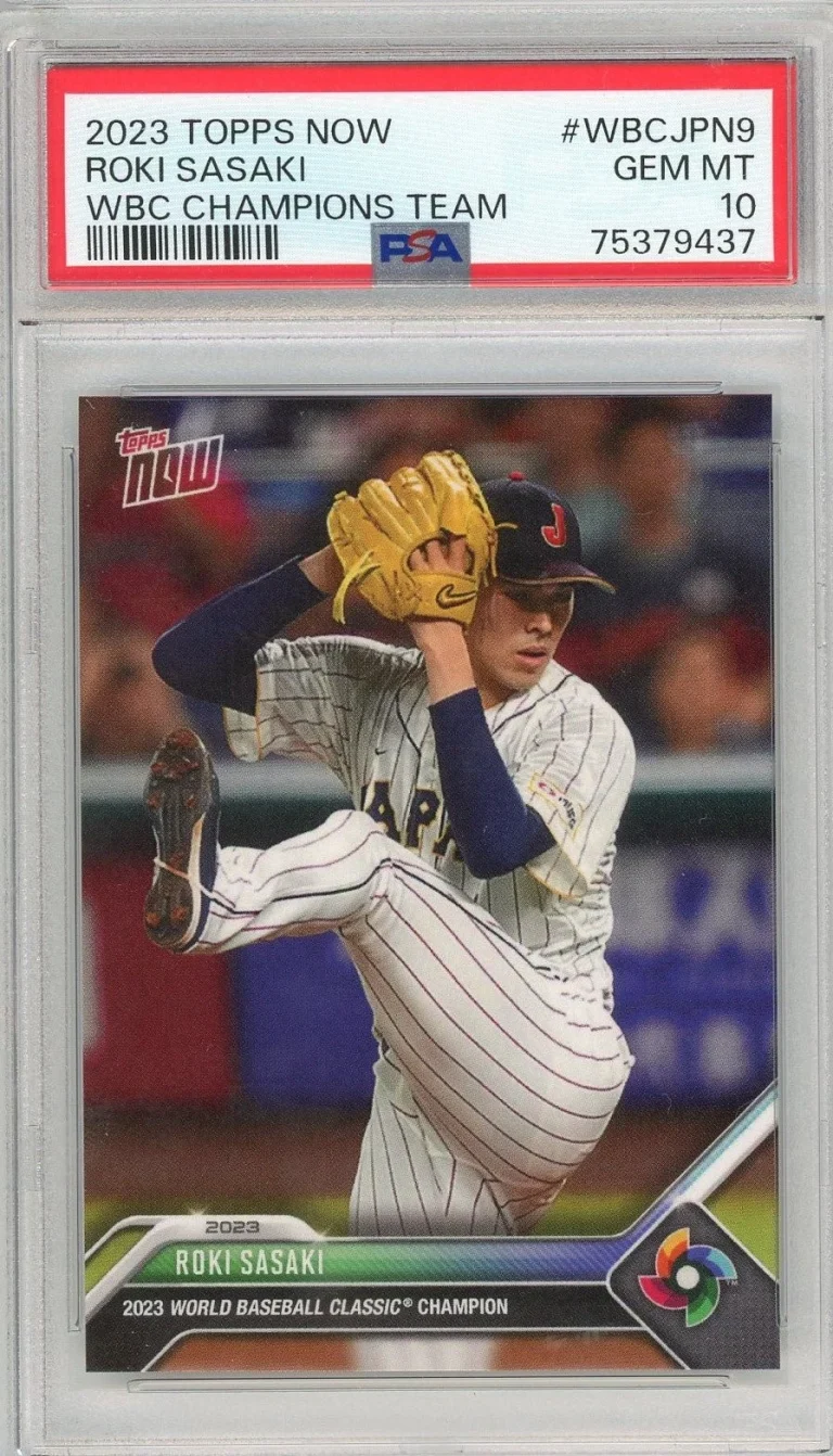 Graded 2023 Topps Now Roki Sasaki #WBCJPN9 Champions Team Card PSA 10