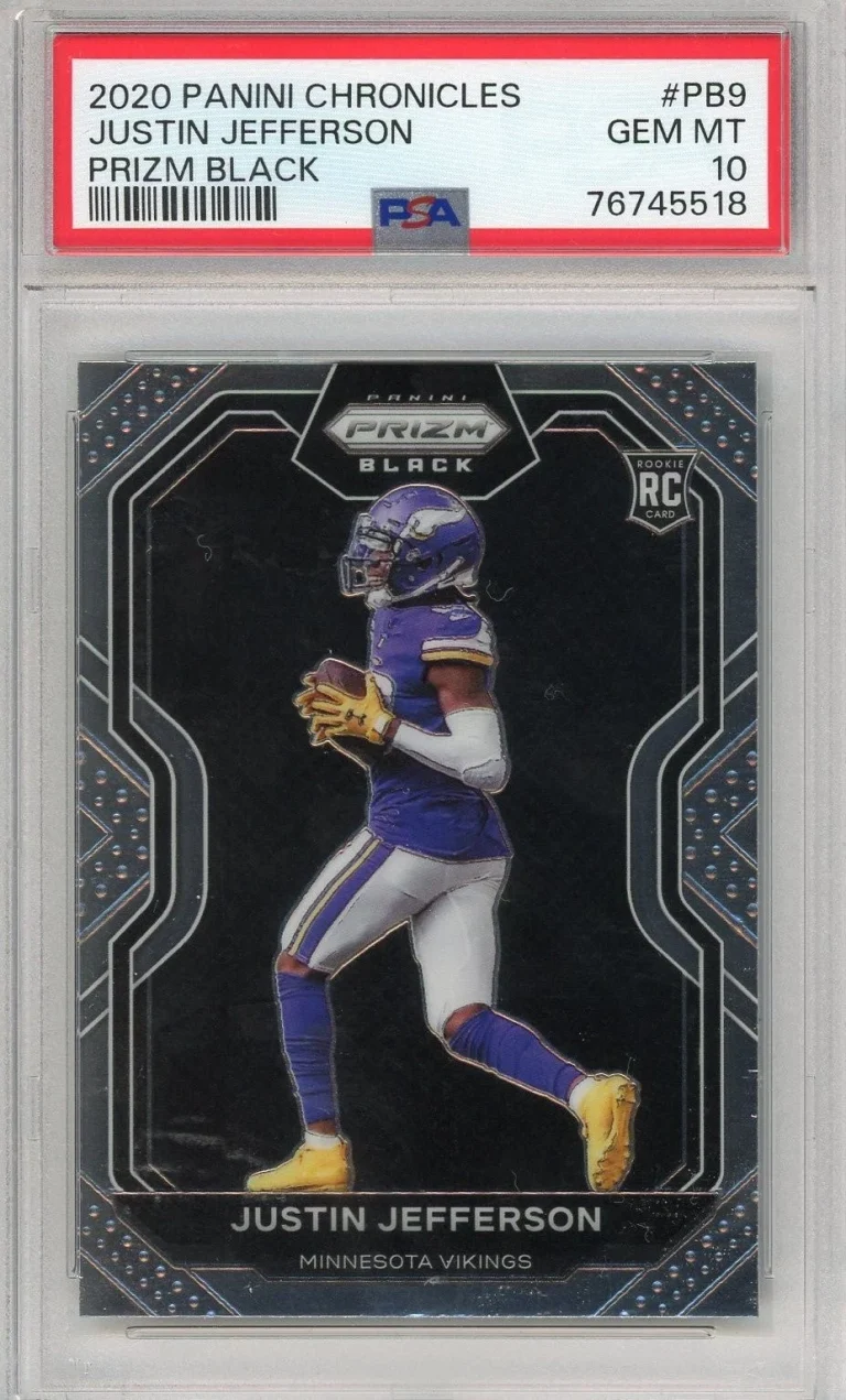 Graded 2020 Chronicles Justin Jefferson #PB9 Prizm Black Card PSA 10