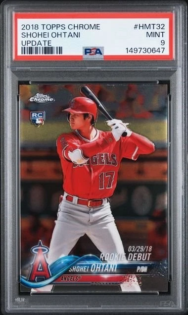 Graded 2018 Topps Chrome Update Shohei Ohtani #HMT32 Rookie Card PSA 9