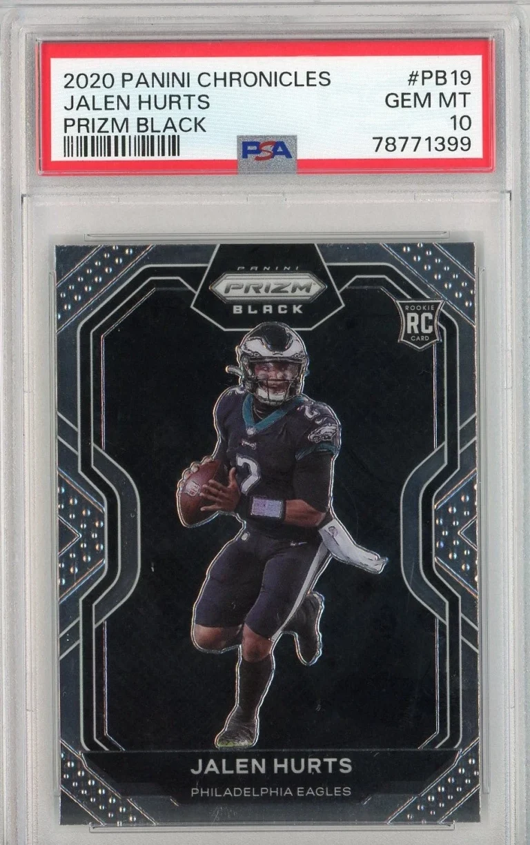 Graded 2020 Panini Chronicles Jalen Hurts #PB19 Black RC Card PSA 10