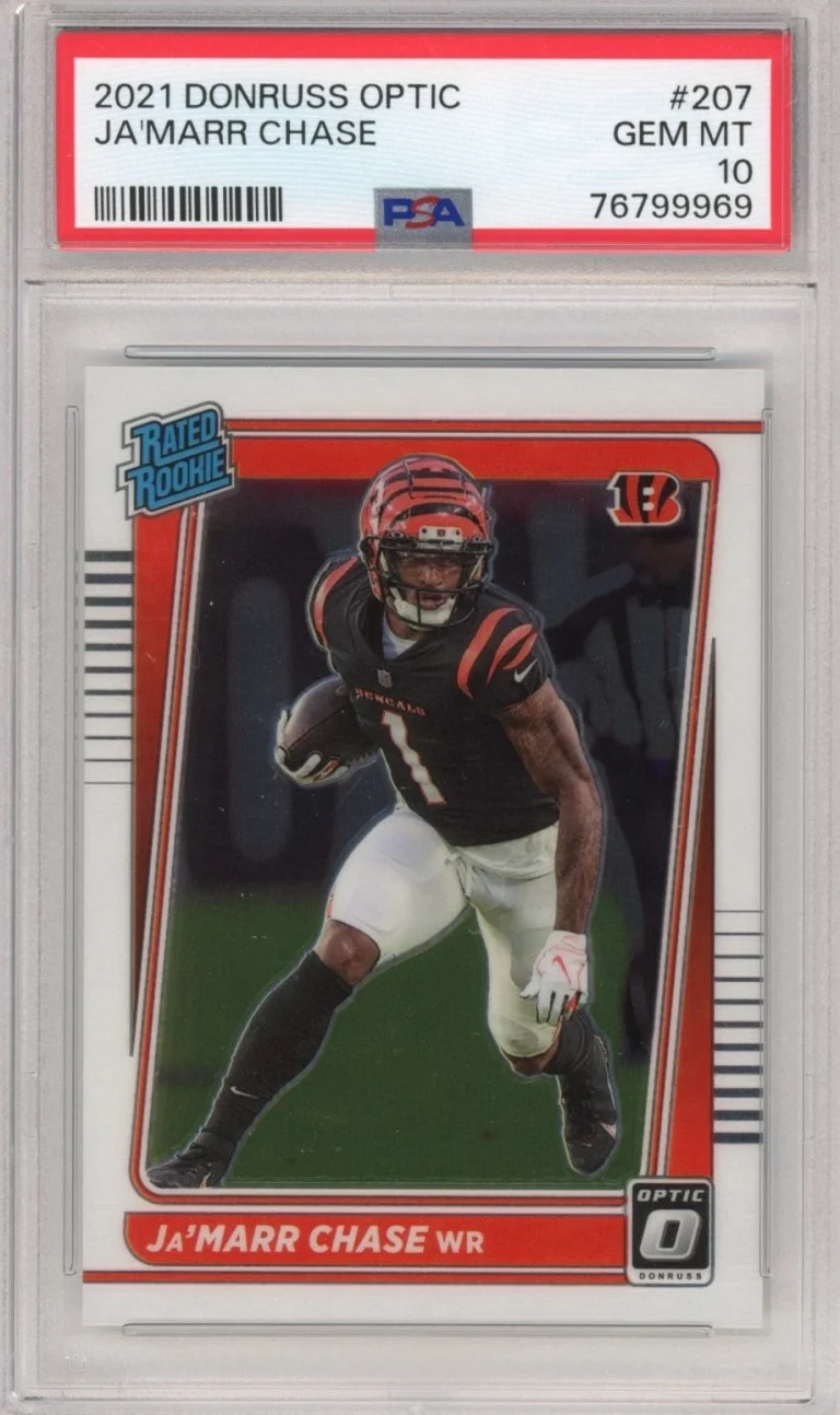 Graded 2021 Panini Donruss Optic Ja'Marr Chase #207 Rookie Card PSA 10