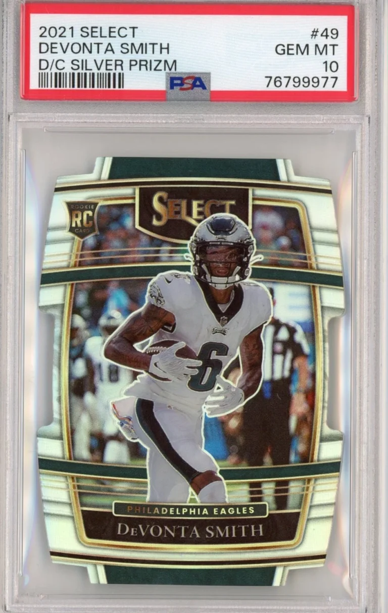Graded 2021 Select Devonta Smith 49 Die-Cut Silver Prizm Rookie Card PSA 10
