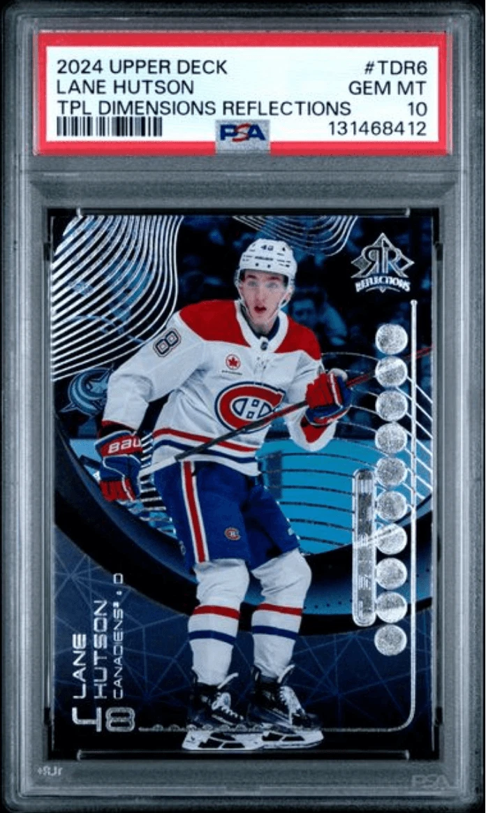 Graded 2024 UD Lane Hutson #TDR6 TPL Dimensions Reflections Card PSA 10