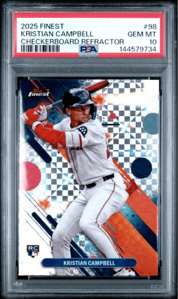Graded 2025 Finest Kristian Campbell #98 Checkerboard RC Card PSA 10