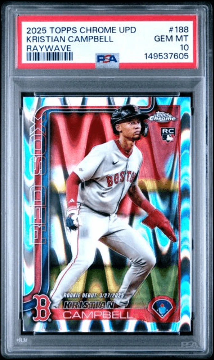 Graded 2025 Topps Finest Kristian Campbell #188 Raywave RC Card PSA 10