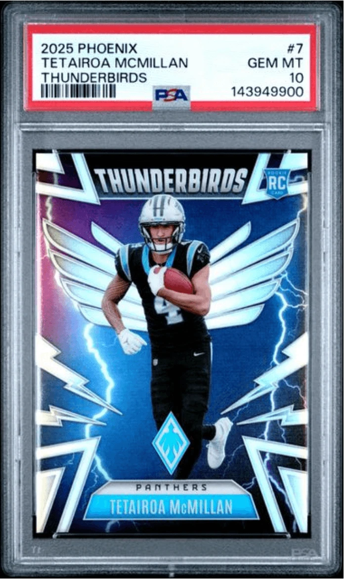 Graded 2025 Phoenix Tetairoa McMillan #7 Thunderbirds RC Card PSA 10