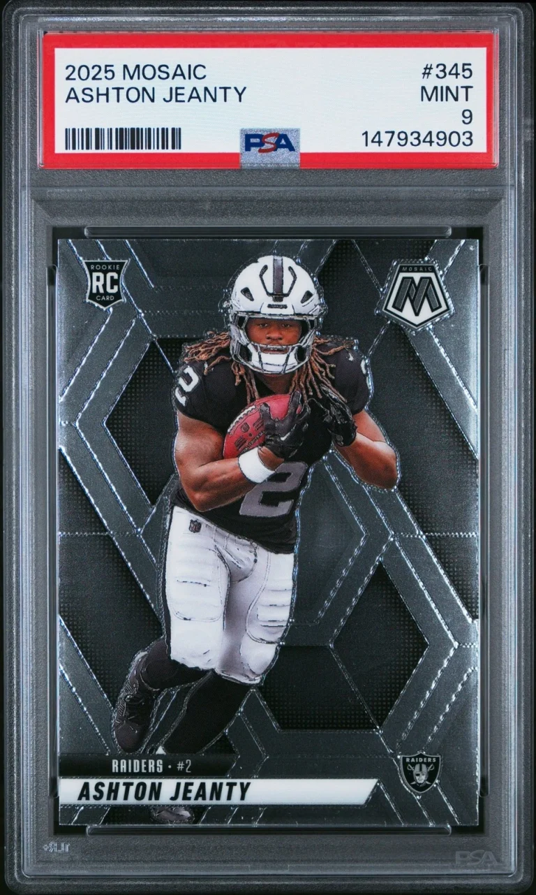Graded 2025 Panini Mosaic Ashton Jeanty #345 Rookie RC Card PSA 9 Mint