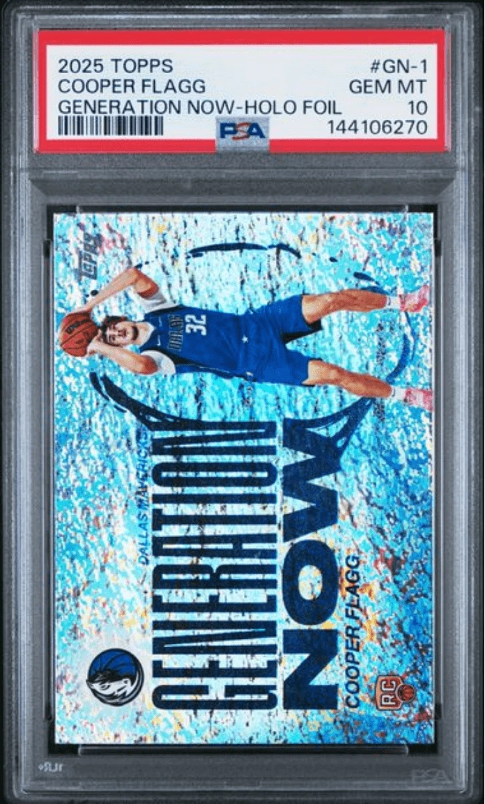 Graded 2025 Topps Cooper Flagg #GN1 Generation Now Holo Foil RC Card PSA 10