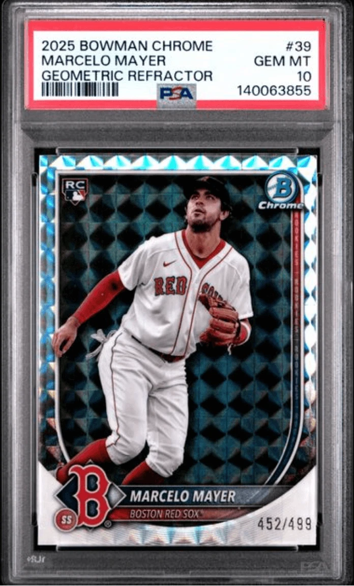 Graded 2025 Bowman Chrome M/B Marcelo Mayer #39 Refractor /499 Card PSA 10