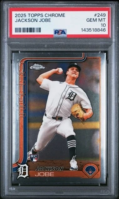 Graded 2025 Topps Chrome Jackson Jobe #249 Rookie RC Card PSA 10 Mint