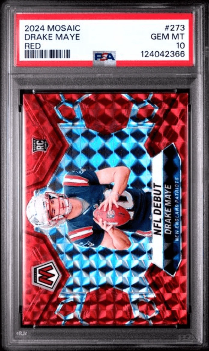 Graded 2024 Panini Mosaic Drake Maye #273 Red Rookie RC Card PSA 10 Gem