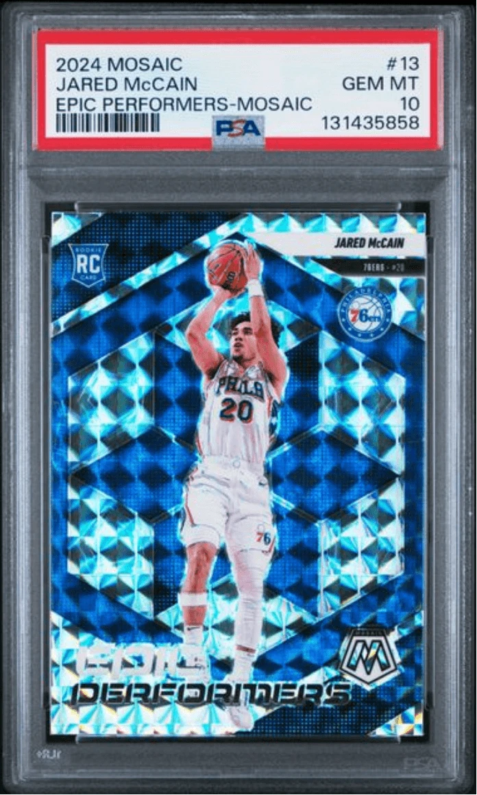 Graded 2024 Panini Mosaic Jared McCain #13 Performers Mosaic RC Card PSA 10