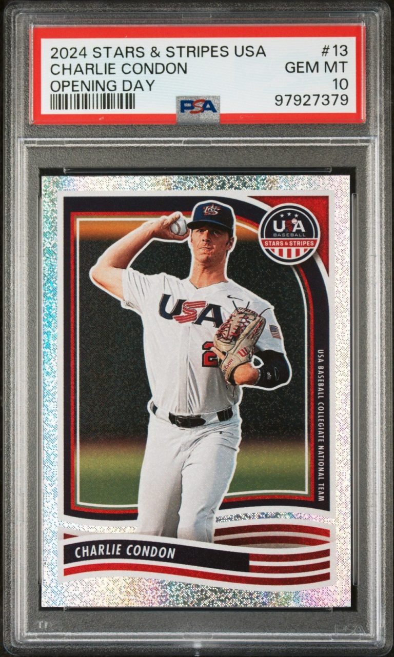 Graded 2024 Panini S&S USA Charlie Condon #13 Opening Day Card PSA 10