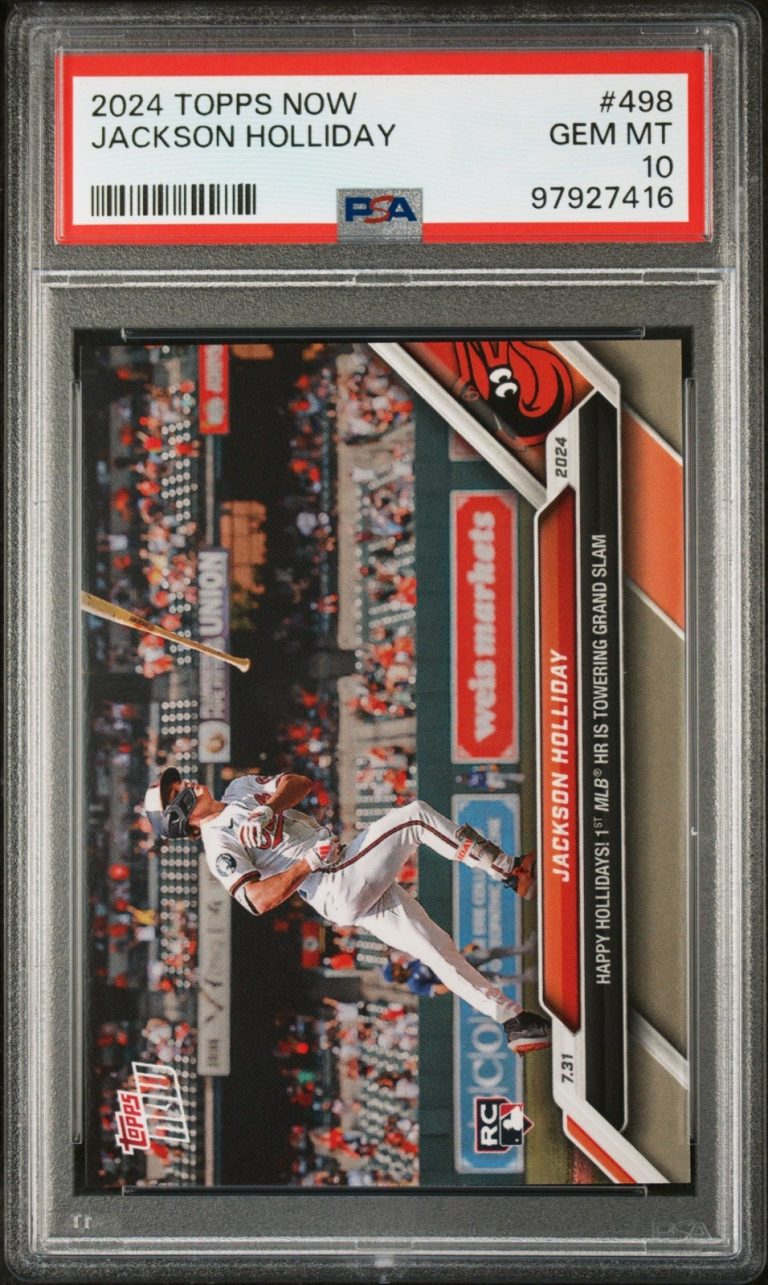 Graded 2024 Topps Now Jackson Holliday #498 1st MLB HR RC Card PSA 10