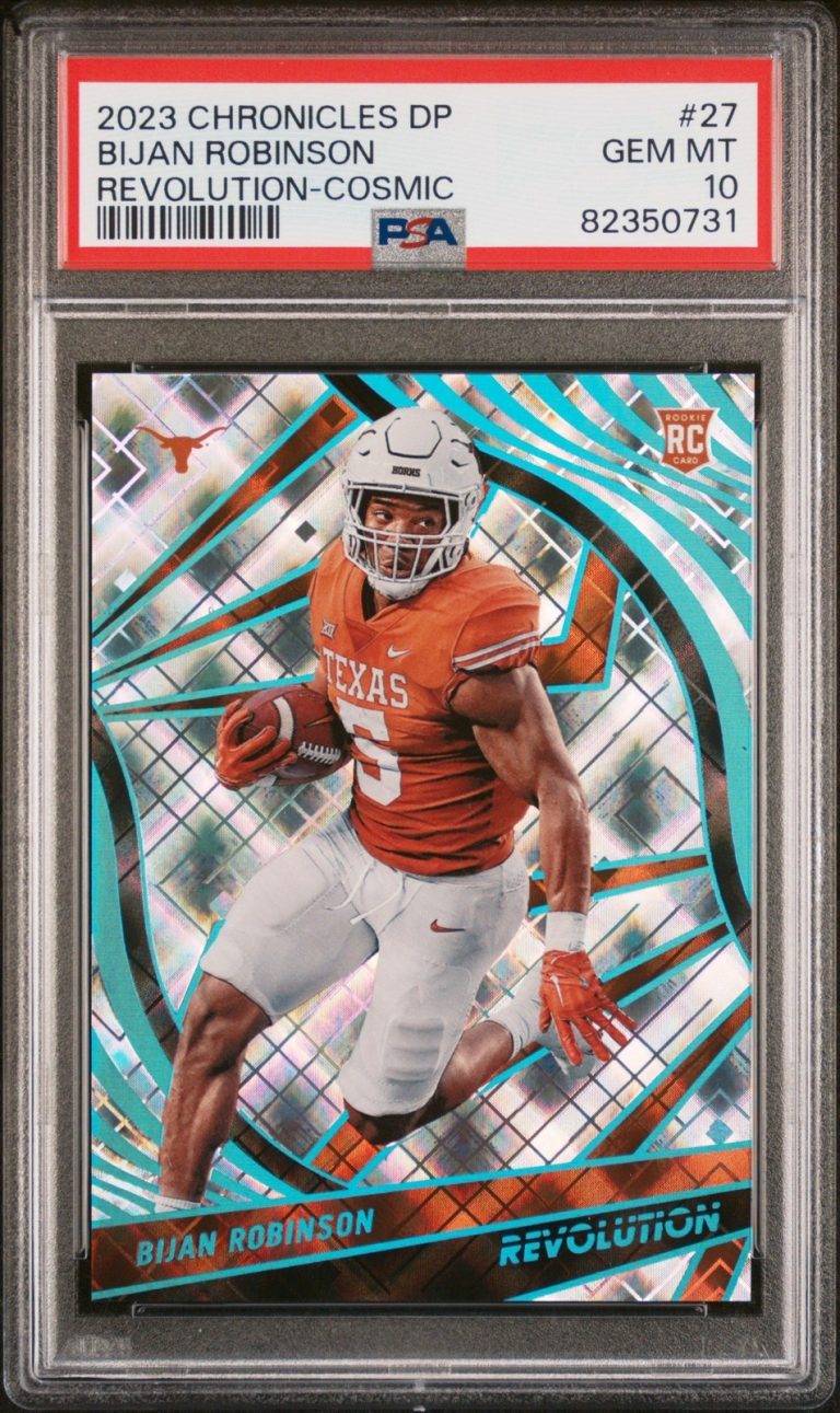 Graded 2023 Chronicles DP Bijan Robinson #27 Cosmic #/99 RC Card PSA 10
