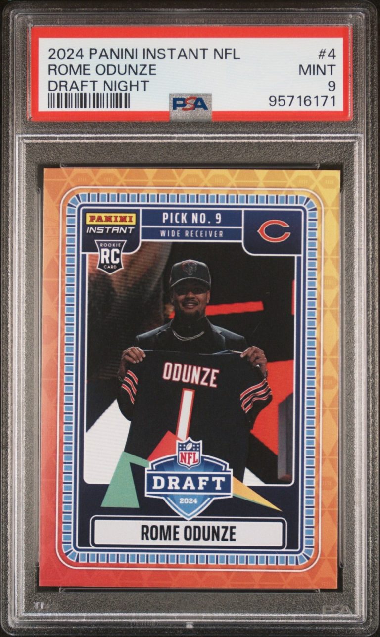 Graded 2024 Panini Instant Rome Odunze #4 Draft Night Rookie Card PSA 9