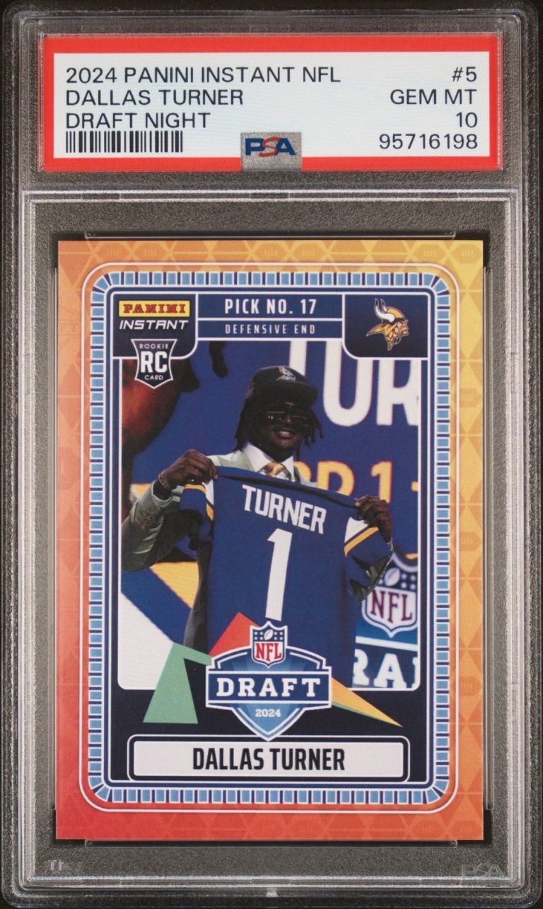 Graded 202 Panini Instant Dallas Turner #5 Draft Night RC Card PSA 10