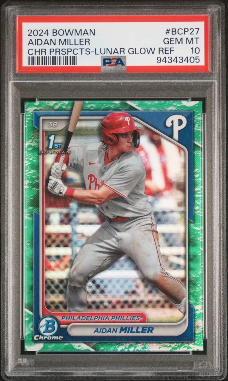 Graded 2024 Topps Bowman Aidan Miller #BCP27 Lunar REF RC Card PSA 10