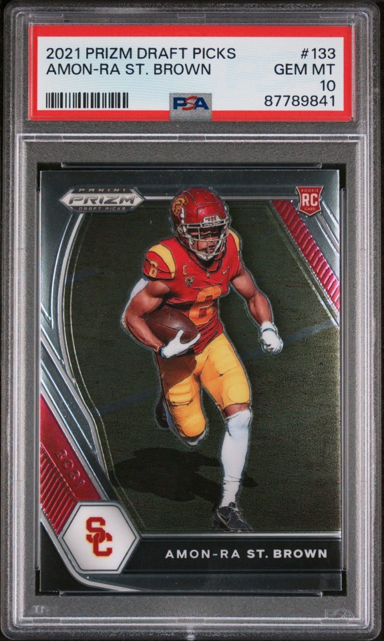 Graded 2021 Panini Prizm DP Amon-Ra St. Brown #133 Rookie Card PSA 10