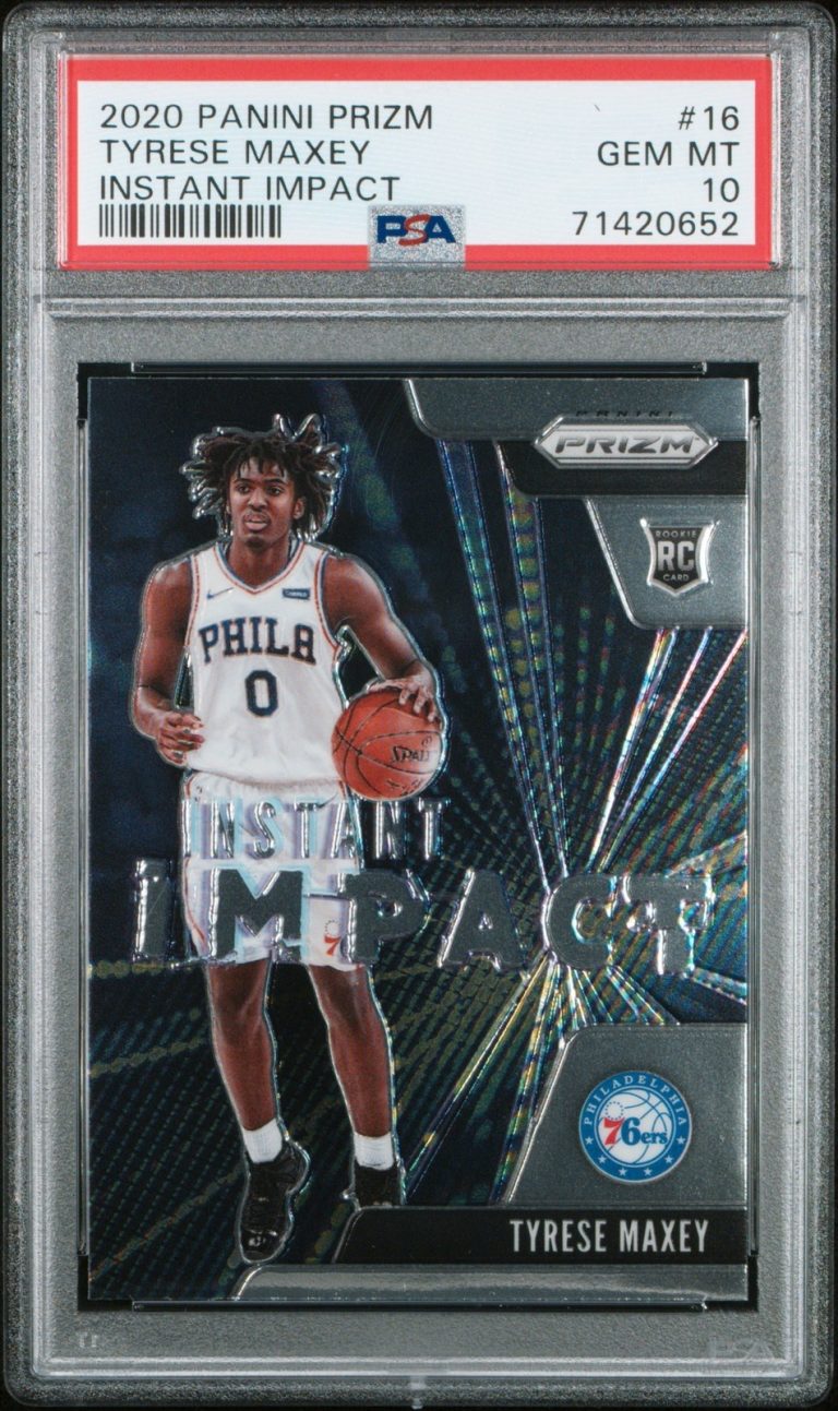 Graded 2020 Panini Prizm Tyrese Maxey #16 Instant Impact Card PSA 10