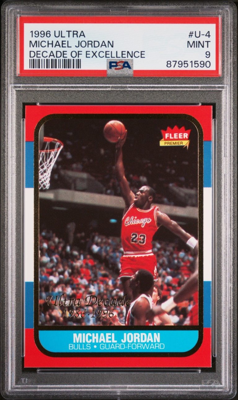 Graded 1996 Ultra Michael Jordan #U4 DOE Rookie Reprint Card PSA 9
