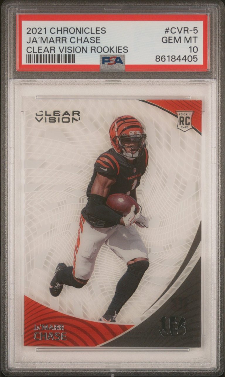 Graded 2021 Chronicles Ja'Marr Chase #CVR5 Clear Vision Card PSA 10