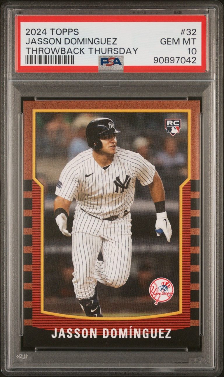 Graded 2024 Topps Jasson Dominguez #32 Throwback Thurs RC Card PSA 10