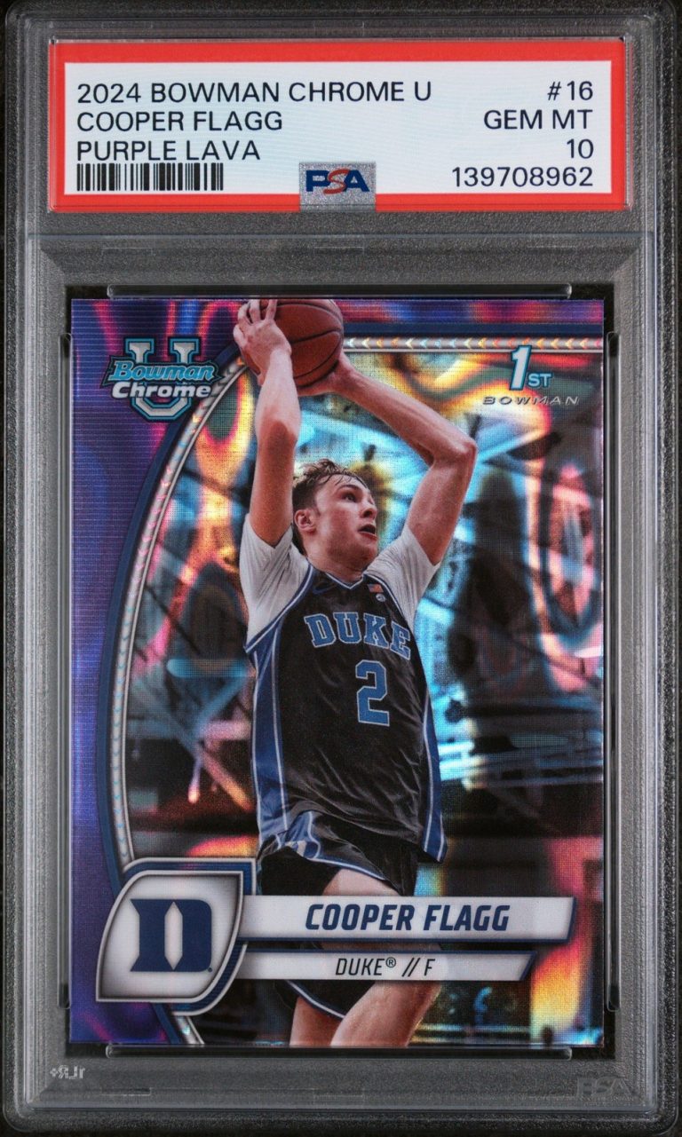 Graded 2024 Topps Bowman Chrome Cooper Flagg #16 Purple Lava RC Card PSA 10