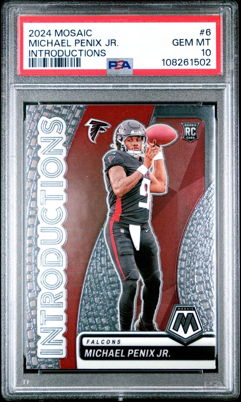 Graded 2024 Panini Mosaic Michael Penix Jr #6 Intros RC Card PSA 10