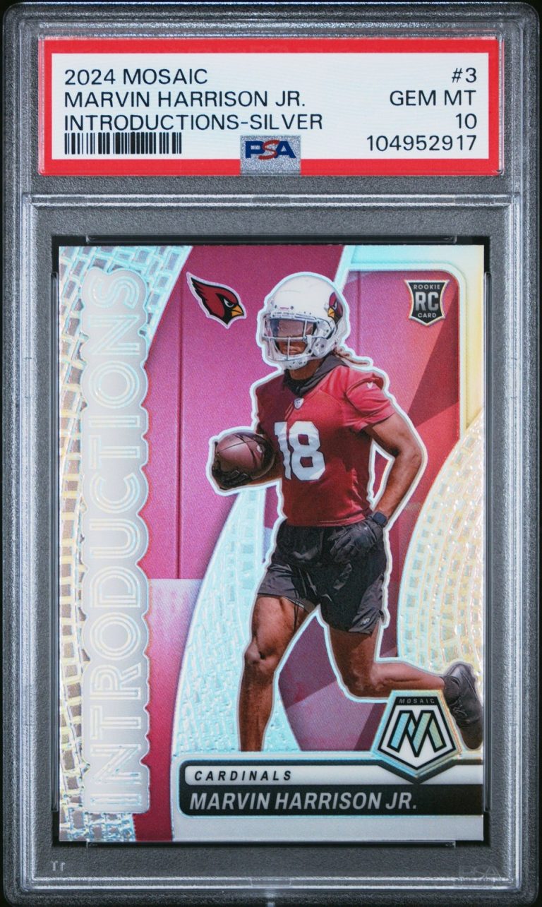 Graded 2024 Panini Mosaic Marvin Harrison Jr #3 Silver RC Card PSA 10