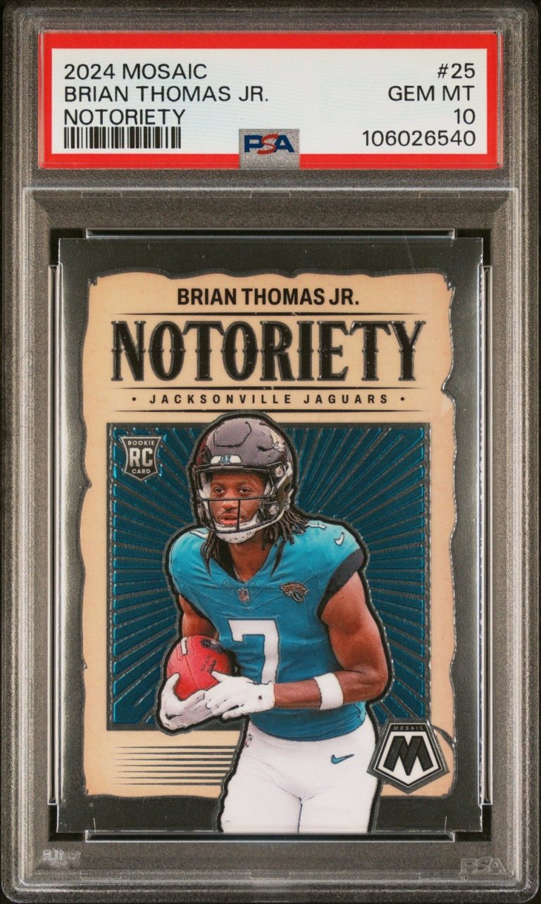 Graded 2024 Panini Mosaic Brian Thomas Jr #25 Notoriety RC Card PSA 10